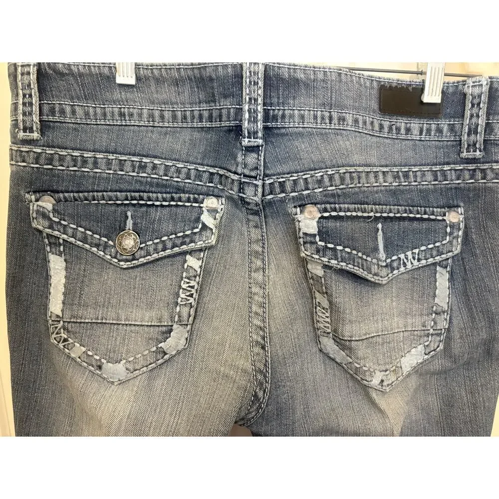 Daytrip Virgo Bootcut Jeans Sz 32 Long Denim Heavy Stitch Western Boho Y2K